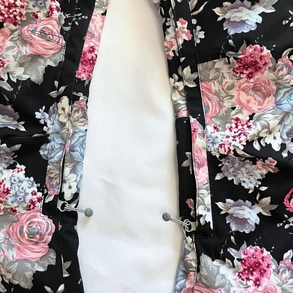 BETTY RIDES BLACK PINK FLORAL FLARED SNOWBOARD WINTER PANTS - S - Picture 12 of 16